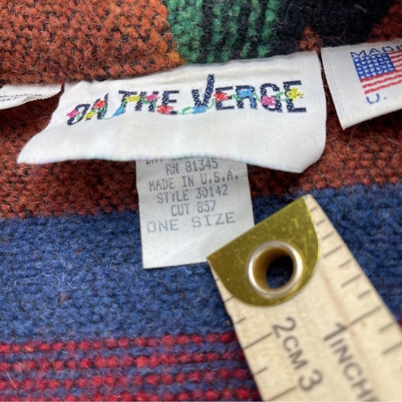 On The Verge 70’s Women’s Open Coat Size XL Southwestern Pattern Wool VTG USA - Picture 5 of 12